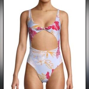 L*Space Red and Gold Floral One-Piece Swimsuit